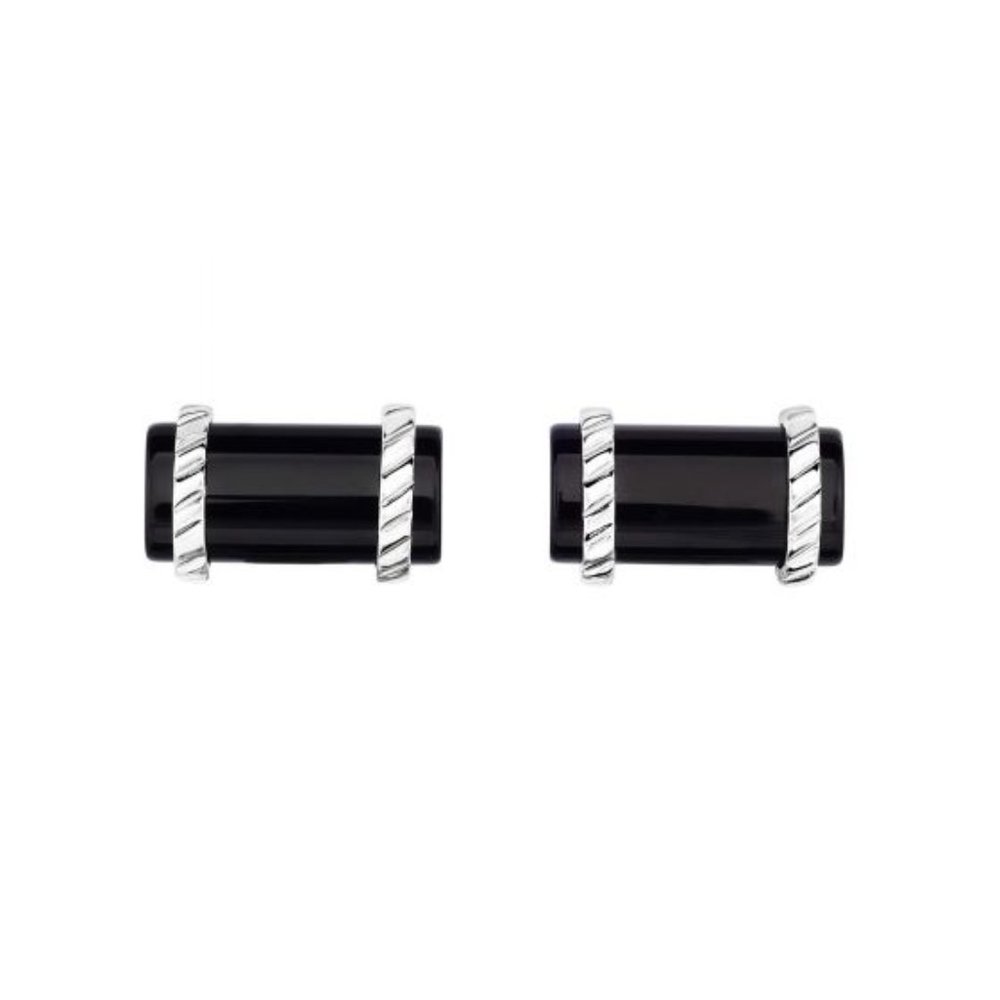 Sterling Silver and Black Onyx Cylinder Cufflinks